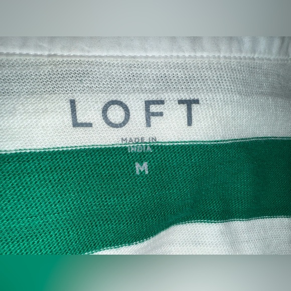LOFT Green and White 100% Cotton Striped Rugby Shirt- Size Medium - Picture 8 of 10